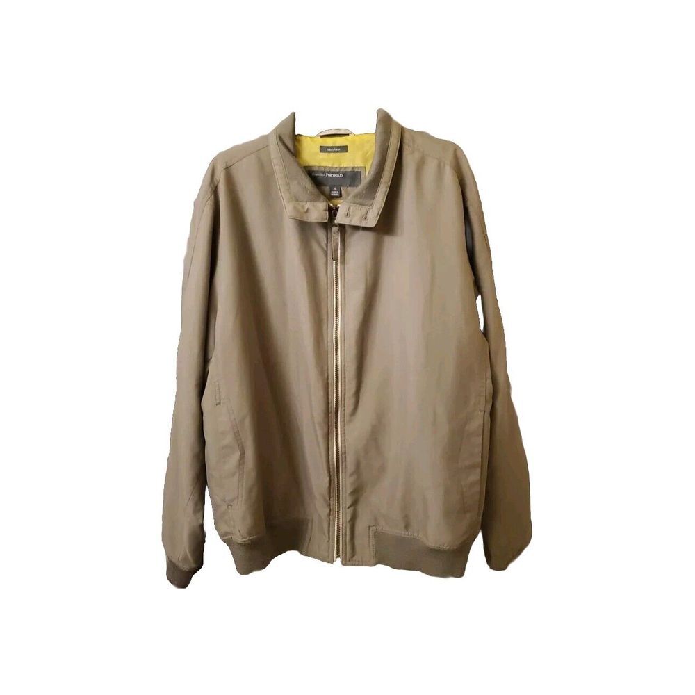 Perry Ellis Portfolio Microfiber Full Zip Long Sleeve Brown Jacket Size XL